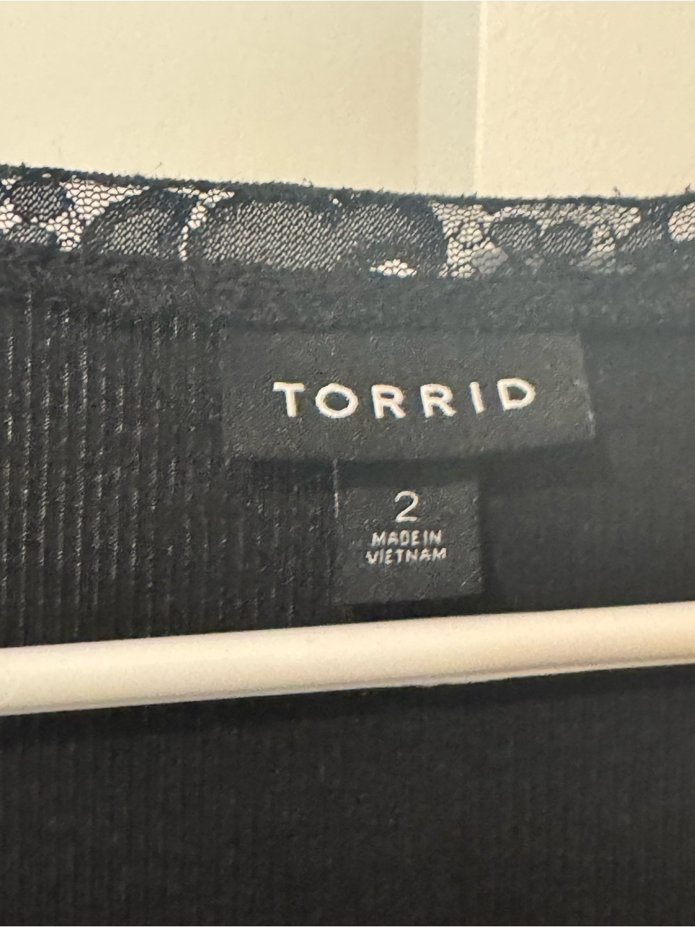Torrid Long Sleeve Scoop Neck Lace-Hem Top - Picture 2 of 2